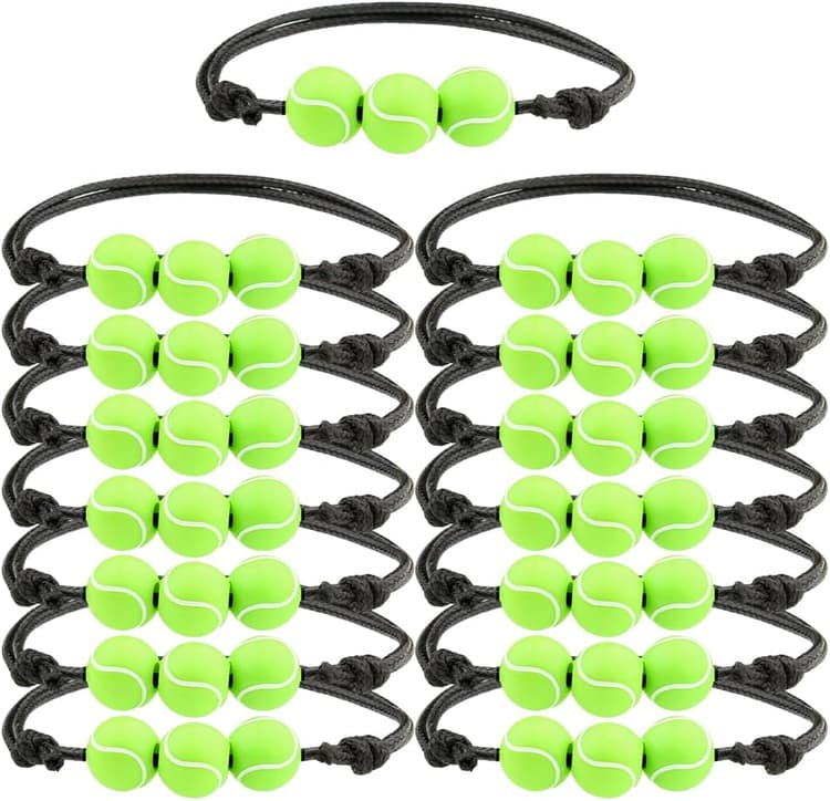 15 bracelets corde noire thème tennis, bracelets sport tressés thème tennis, bracelets d'amitié réglables pour enfants, cadeaux d'anniversaire