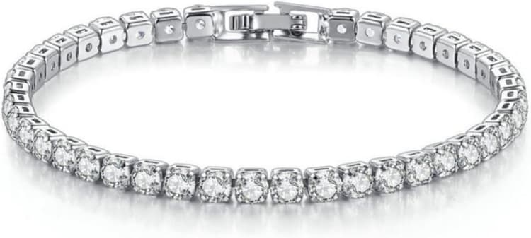 Bracelet de Tennis Argent Femme, Bracelet Zircon plaqué Or 18K pour Fille, Bracelets Tennis Brillant, Bracelets Cristal Cadeau pour Fête des Mères Anniversaire Saint-Valentin