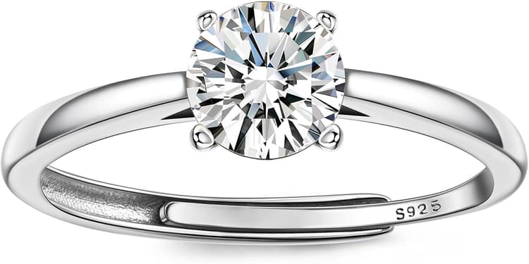 JeweBella Bague Femme en Argent 925 Réglable Bague Argent Femme Bague Zircone Cubique Brillant Bague Fiançailles Femme Bague Promise pour Mariage Alliance Bijoux Femme avec Boîte