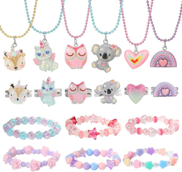 Licorne et Collier Anneaux 6 Ensembles pour Enfants Petites Filles