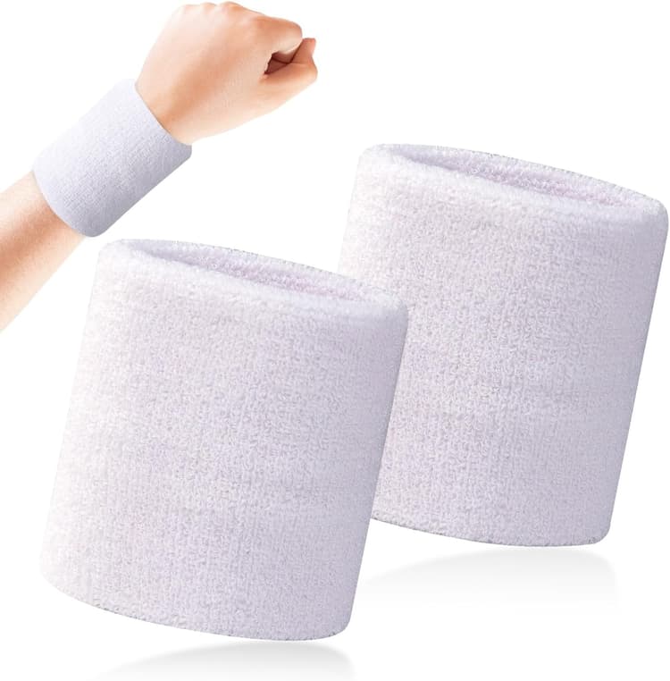 2 Pièces Bandeau Poignet, Sport Poignet, Sport Bandeau de Poignet en Coton Doux, Brassard Éponge Absorbant, pour Gym Tennis Course Basket-Ball