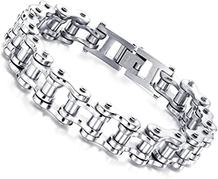 Chaîne de Moto pour Homme, Bracelet en Acier Inoxydable à la Mode, Design en Chaîne de Vélos, Cadeau pour Homme