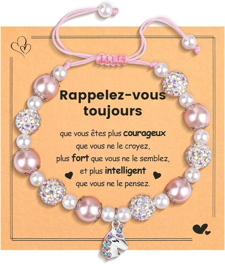 BOCHOI Papillons Trèfle Cheval Fille Bracelet Meilleure Amie Cadeau Fille 5 6 7 8 9 10 11 12 Ans Anniversaire pour Amie Sœur Nièce Bracelet Pierre Naturelle Bijoux Noël Idées Cadeau Retour à l'école