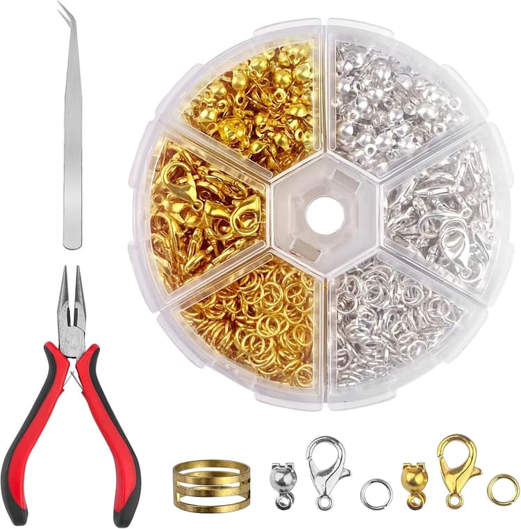 923 pièces Fermoir Collier Set, Attache Bracelet, Bijoux Creation, Fabrication Bijoux, Fermoirs Mousquetons et Pince Attaches, Anneaux de Saut Ouverts, pour Pendentifs Bricolage(Argent,Or)