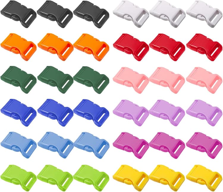 36 Pièces Boucles en Plastique 20 mm Couleur Boucle Clip pour Sangle Boucles à DéGagement Latéral Fermoir de Sac à Dos Multicolore pour Sangle, Bagages,Collier de Chien(12 Couleur)