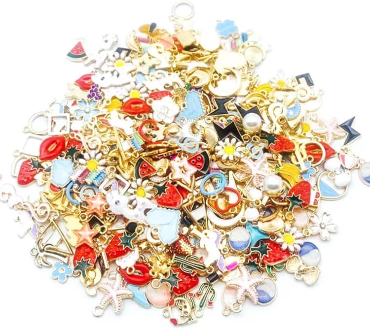 50 pièces pendentifs pour bracelets, ensemble de pendentifs à breloques, charmes pour bracelet, bracelet à charm, pendentifs pour boucles d'oreilles, pour bracelets DIY, colliers, artisanat