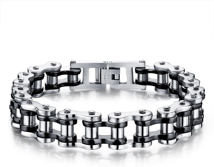 Bracelet Homme Moto Chaine en Acier Inoxydable 21cm Vélo Chaîne Bracelet Bijoux Cadeau