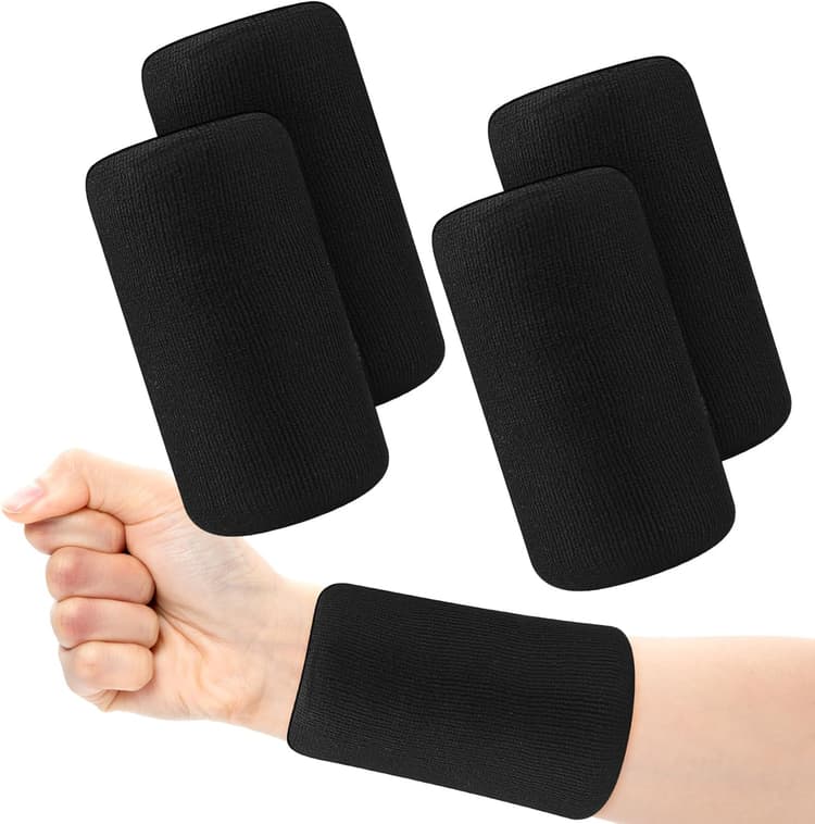Bandeau Anti-Transpiration pour Poignet, 4 pcs Bandeaux élastiques, Bandeau de Sport, Bracelets d'exercice pour Bras de Fitness, Hommes, Femmes, Football, Basket-Ball, Tennis, Gymnastique