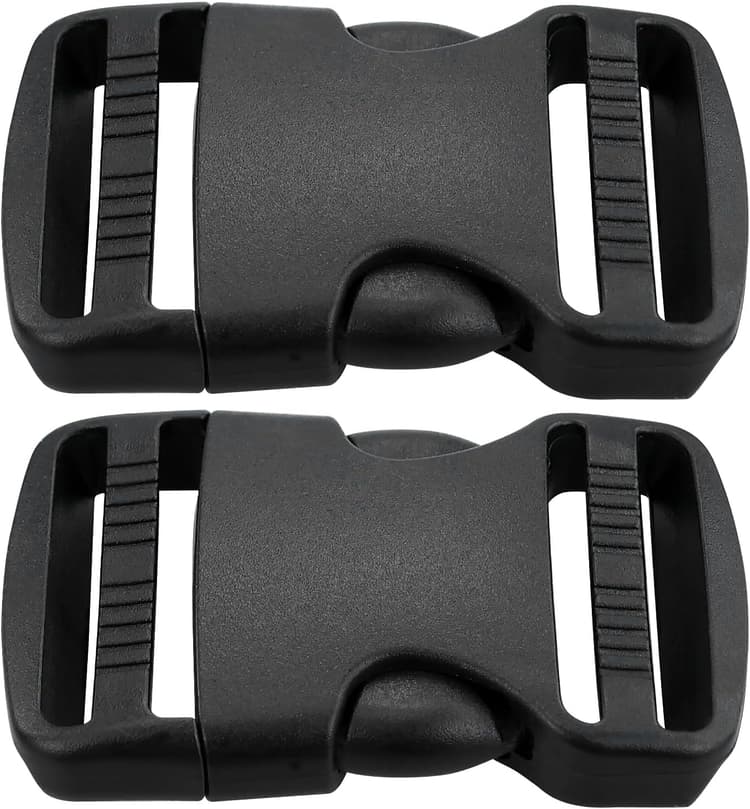 Pack De 2 Boucles Pour Sangle De 38 Mm De Large, En Noir, Boucles à DéClenchement Double Face En Plastique, Fermeture à Clic En Plastique, Boucle De Remplacement, Attaches à Clip Pour Sac à Dos