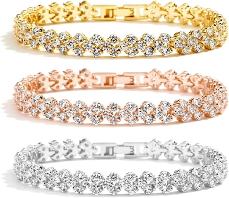 3 Pièces Bracelet de tennis en diamant, Zircon bracelet, bracelet ami,cadeau pour amis mère Femme