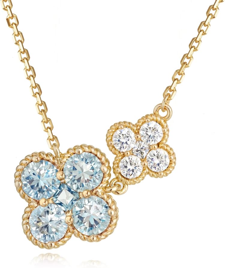 Chaîne de diamant pour femme, collier de pierre de naissance pour femme, plaqué or 14 carats, délicat collier trèfle à quatre feuilles avec pendentif en oxyde de zirconium, cadeau de bijoux