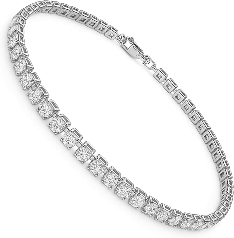 Bracelet Tennis Femme Zircon de 3 mm Longueur 17+3 cm Acier Inoxydable Élégant et Durable, Idée Cadeau Femme, Taglia Unica, Acier inoxydable