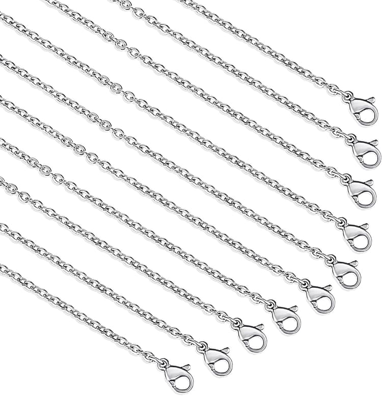 Teaaha Lot de 10 chaînes de collier en acier inoxydable, chaîne pour la fabrication de bijoux, chaînes de collier en acier inoxydable, rallonge de collier en vrac pour la fabrication de bijoux, fourni