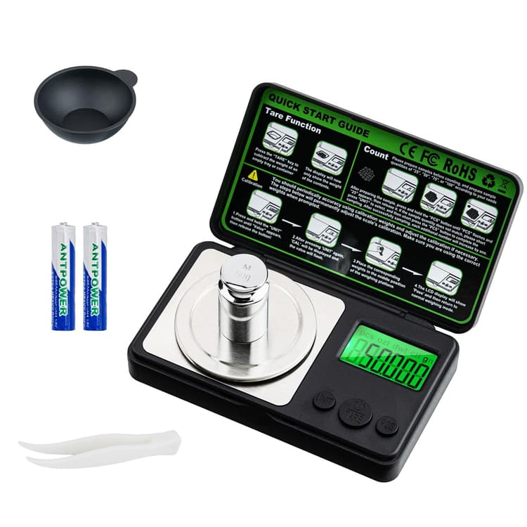 Balance Électronique de Haute Précision 50g/0.001g, Mini Balance de Poche Numérique pour Bijoux Or Diamant Poudre, Écran LCD Rétroéclairé, 7 Unités & Poids de 50g