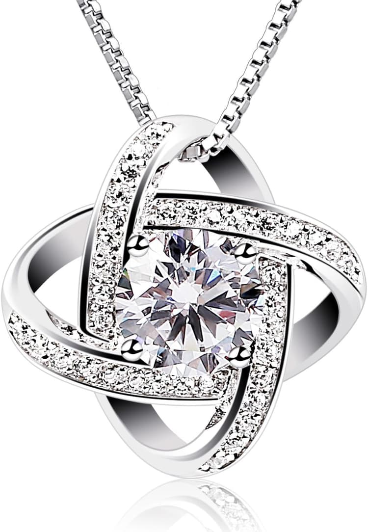 Collier en Argent, Collier femme, Zircone cubique, Pendentif Gemini, La fête Des Mères, Pour les fêtes, les anniversaires, les mariages, chaîne 45 cm longueur