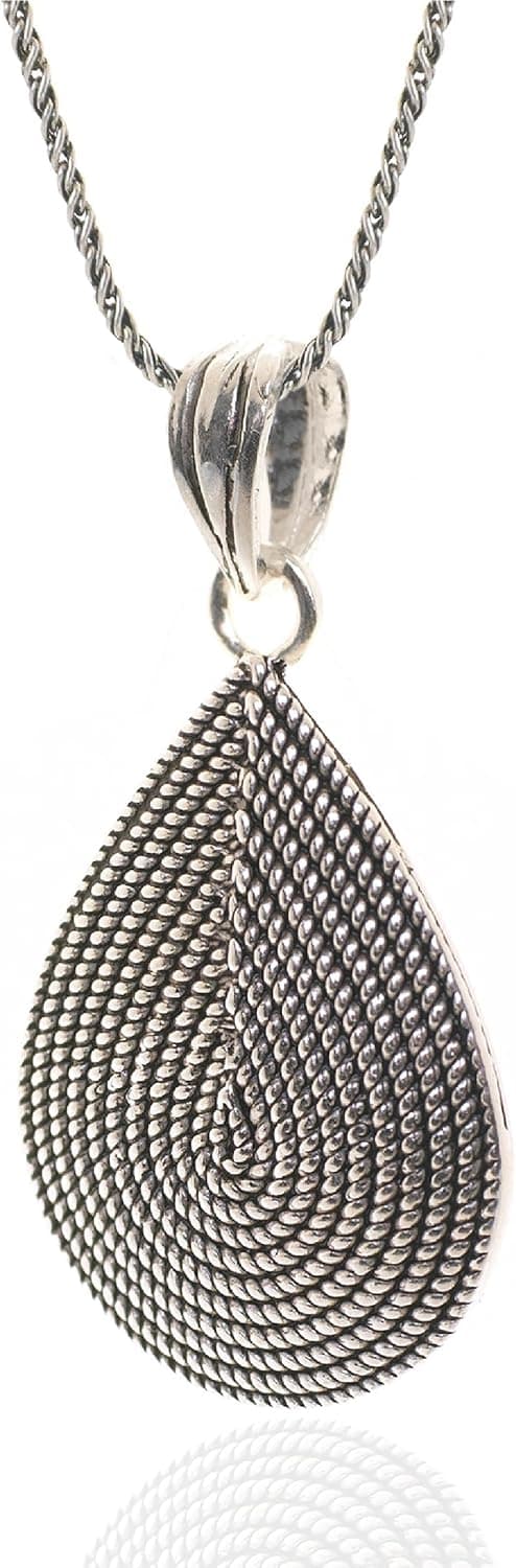 Mesop Teardrop Pendant 925 Sterling Silver Necklace For Women Trendy Silver Jewelry For Women Anniversary Mother's Day Best Friend Birthday Gifts For Women