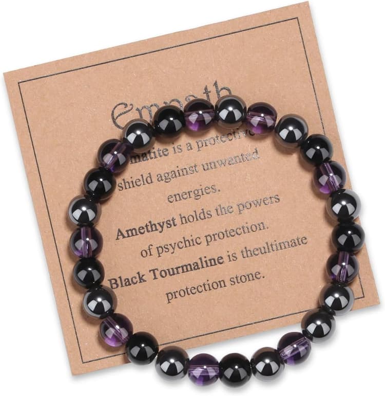 MAIBAOTA Healing Crystal Bracelet for Women Empath Protection & Safe Travel & Anxiety Relief Bracelet - New Beginnings Lucky Charms for Travel/New Job/Next Chapter