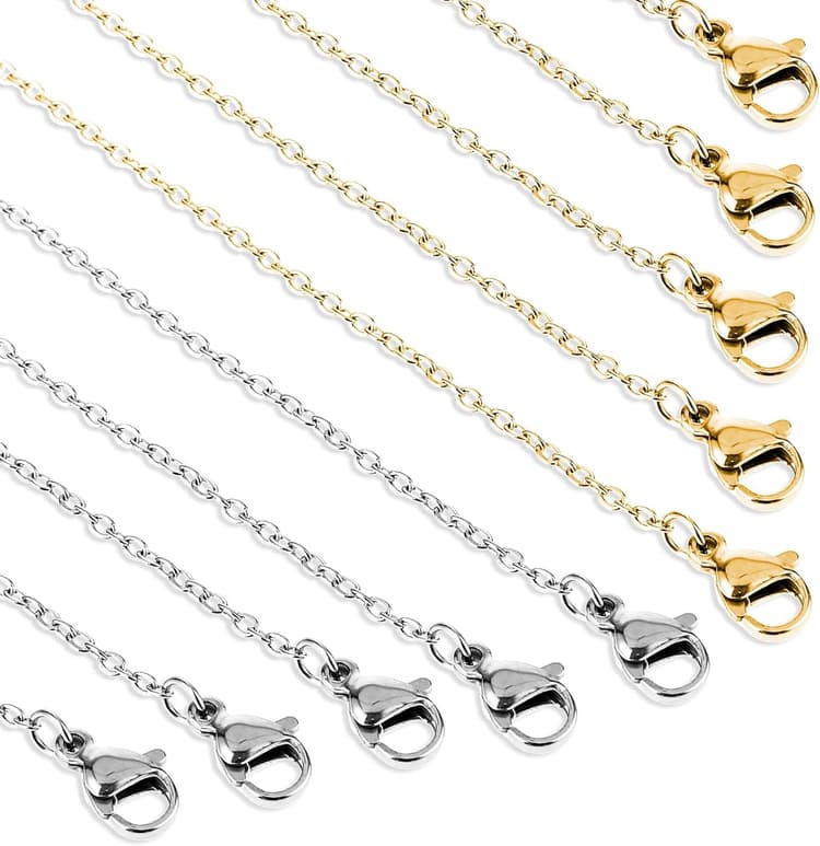 20 Pack Necklace Chains Bulk, 1,5mm Gold and Silver Plated DIY Cable Link Chains for DIY Jewelry Making 18 Inches