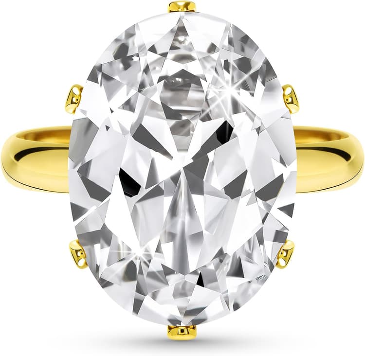 Linawe Bague pour femme, bague ajustable en diamant synthétique Moissanite, grande bague pour femme, bague en cuivre en trois nuances d'or, d'or rose et d'argent