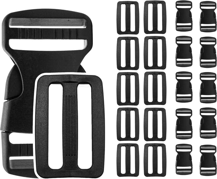 DOJA Barcelona | Boucle Sac à Dos 32mm | Pack 10 Boucle Clip+10 Boucle Double Entree | Largeur Interieure 32mm | Fermoir Plastique | Attache Sac | pour Sangle Couture, Attache Rapide Sangle Sac a Dos