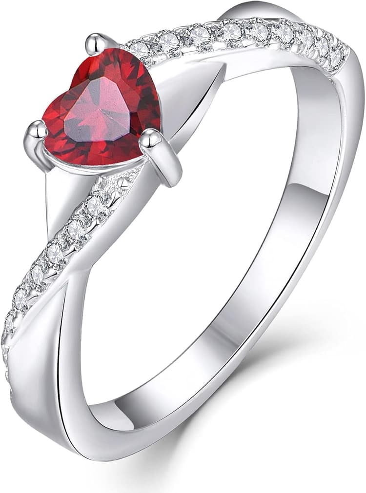 YL Bague de fiançailles Traverser Infini Solitaire coeur bague de mariage pour les femmes mariée