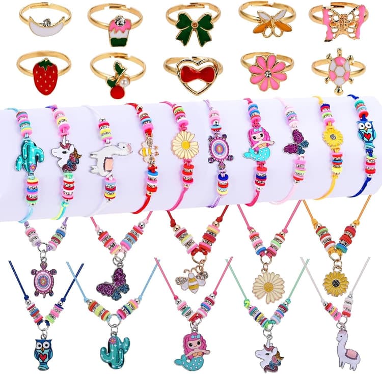Faburo Kids Jewelry for Girls, Necklaces, Rings, Bracelets, Little Girls Jewelry Kids Necklace Rings for girls, Kid Bracelets Necklace Birthday Gift Age 2 4 6 8