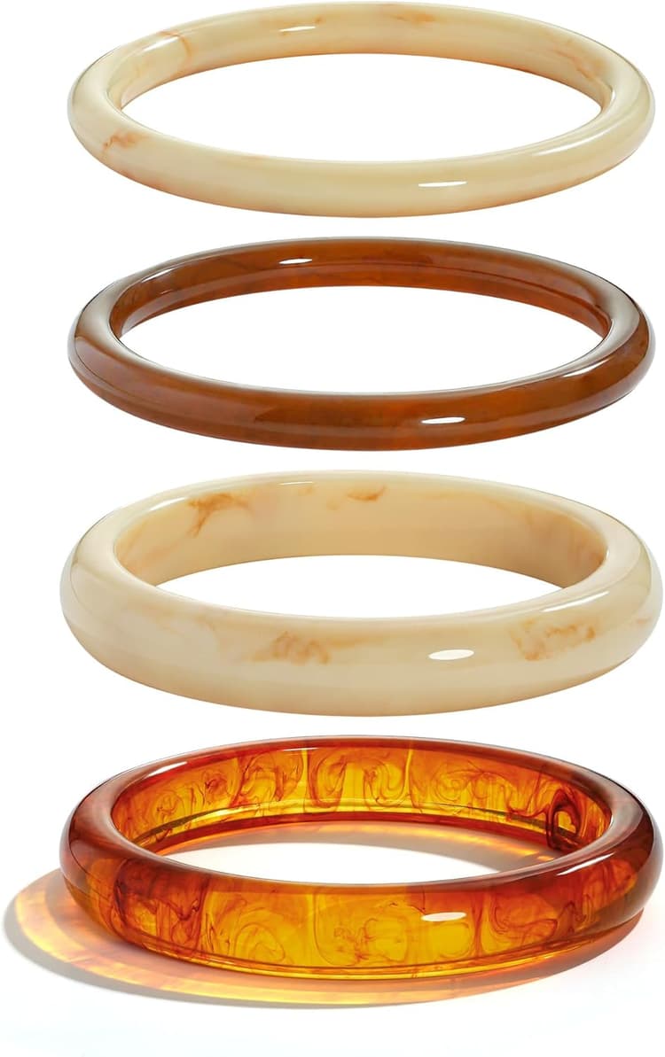 Bracelet Jonc Femme, Set de 4 Bracelets Élégants en Résine Colorée, Accessoire Raffiné pour Votre Style