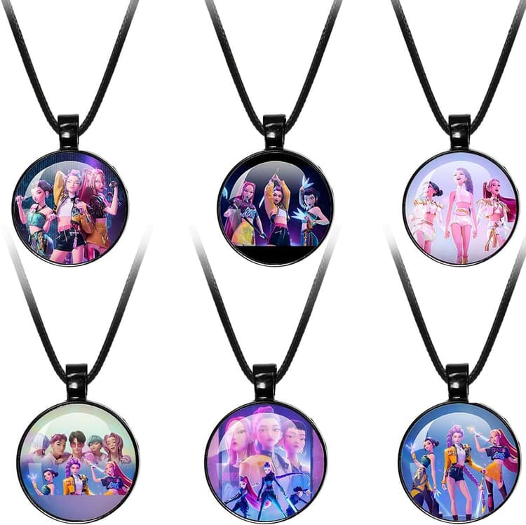K p0p De-mo-n H-un-te Merch Collier, Pendentif en forme de cœur, Bijoux pendentifs cosplay K-pop, Idéal pour Collection Fans Kpop, Cadeau pour Filles/Garçons, Accessoires Mode
