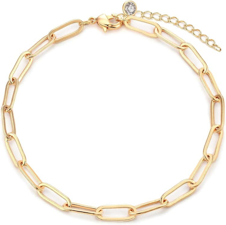 MEVECCO Bracelet for Women 14K Gold Plated Dainty Chain Simple Jewelry Cute Handmade Minimalist for Her