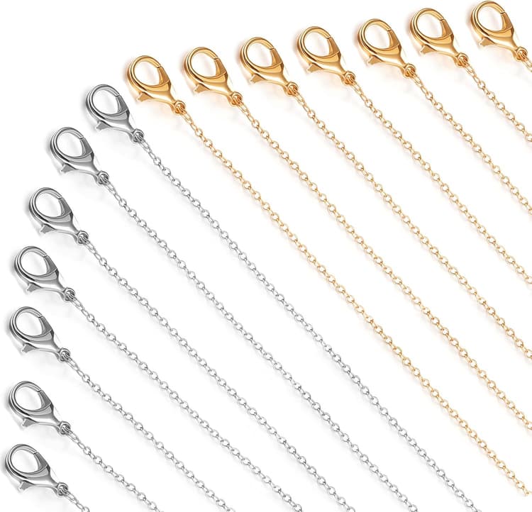 40 Pack Necklace Chains Bulk Gold and Silver Plated Cable Link Chains for Pendants DIY Jewelry Making Supplies Jewelry Making Necklaces Accessories (19 Inches)