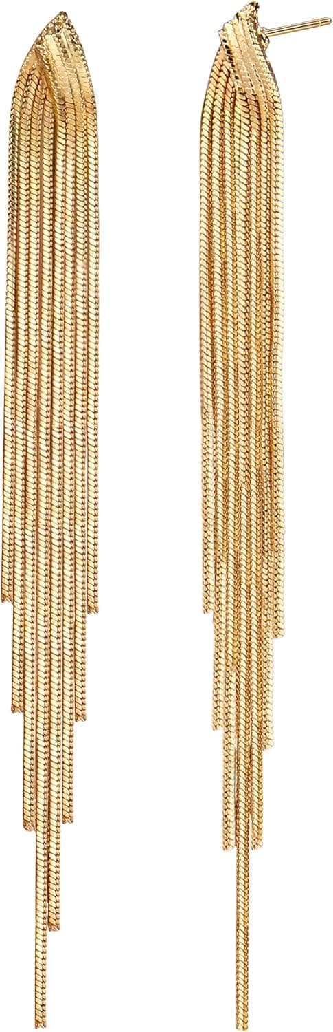 Adramata Boucles d'Oreilles Femme Or Hypoallergénique Tige Acier Inoxydable Boucles d'Oreilles Femme Fantaisie Pendantes Longue Tassel Bijoux Femme Fille Boucles d'Oreilles Femme Pendantes