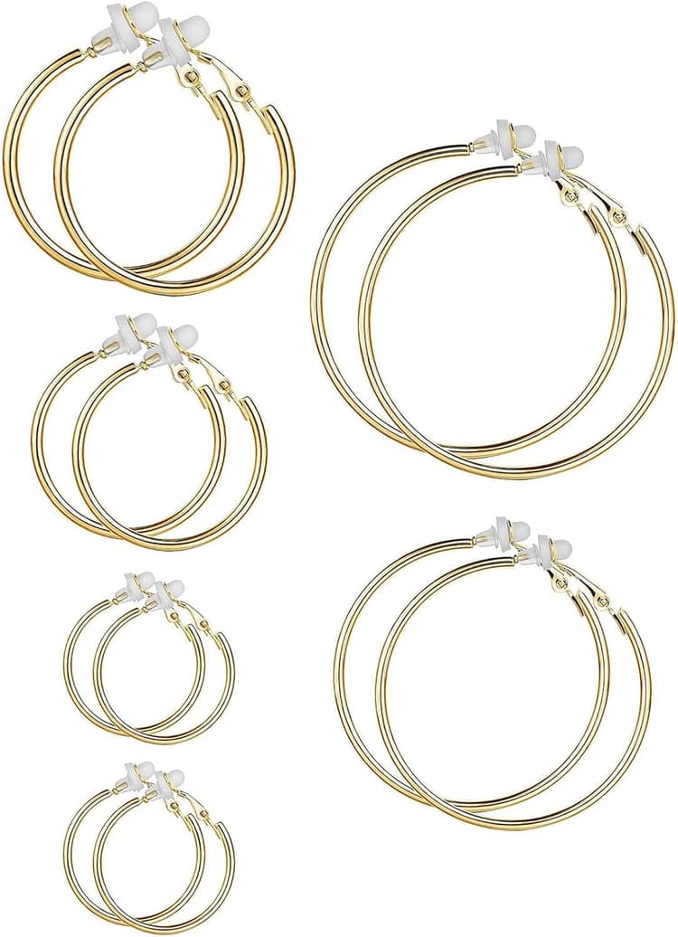 Sumind Clip on Hoop Earrings Hoop Gold Earrings Non Piercing Earrings Set for Women