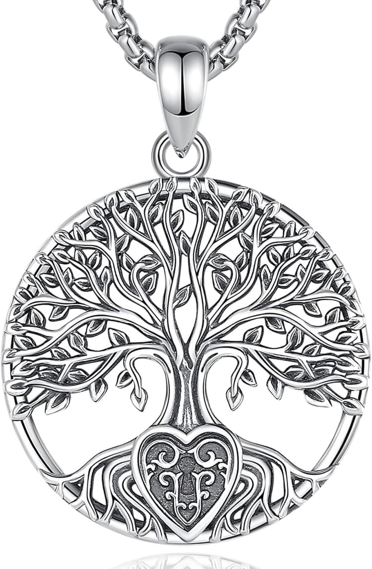 AEONSLOVE Collier Arbre de Vie Viking Argent 925 pour Homme Femme, Collier Runes Viking, Pendentif Loup/Dragon/Valknut et Vegvisir/Corbeau d'Odin, Bijoux Amulette Nordique