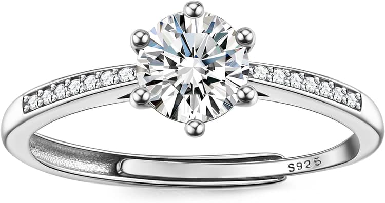 JeweBella Bague Femme Argent 925 Reglable Bague Argent Femme Bague Zircone Cubique Alliance Femme Bague Fiançailles Bague Promesse Mariage Bague Pouce Argent/Or Cadeaux de Bijoux Femme avec Boîte