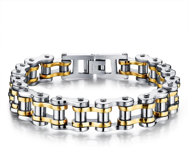 Bracelet Homme Moto Chaine en Acier Inoxydable 21cm Vélo Chaîne Bracelet Bijoux Cadeau