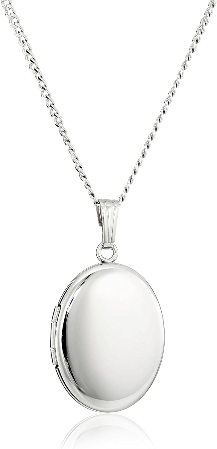 Amazon Essentials Sterling Silver Polished Oval Locket Necklace