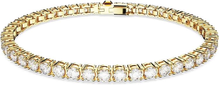 Swarovski Matrix Tennis bracelet, Round cut, Pink, Rhodium plated