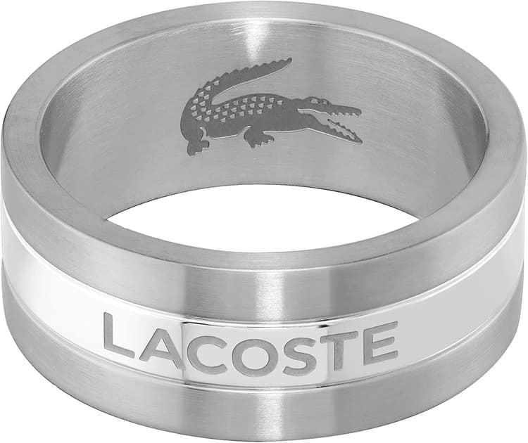 Lacoste Bague pour Homme Collection ADVENTURER en acier inoxydable, disponible en version argentée ou dorée