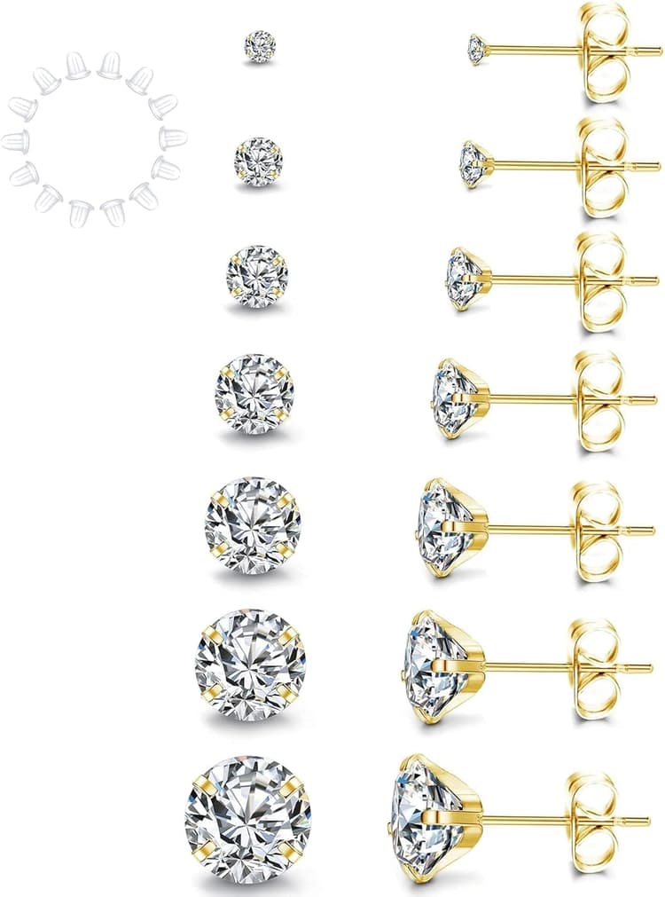 YADOCA 7 Paires Boucles d'Oreilles en Acier Inoxydable Zircone Cubique Oreille Cartilage Hélix Piercings de Tragus pour homme et femme 2-8mm