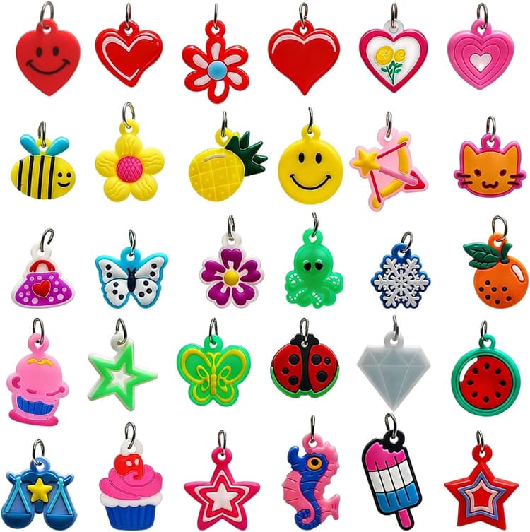 60 Pièce Breloque pour Bracelet, Accessoires pour Bracelets Élastiques, Accessoires pour Bracelets DIY, Colliers et Boucles d'Oreilles pour Enfants, Garçons et Filles