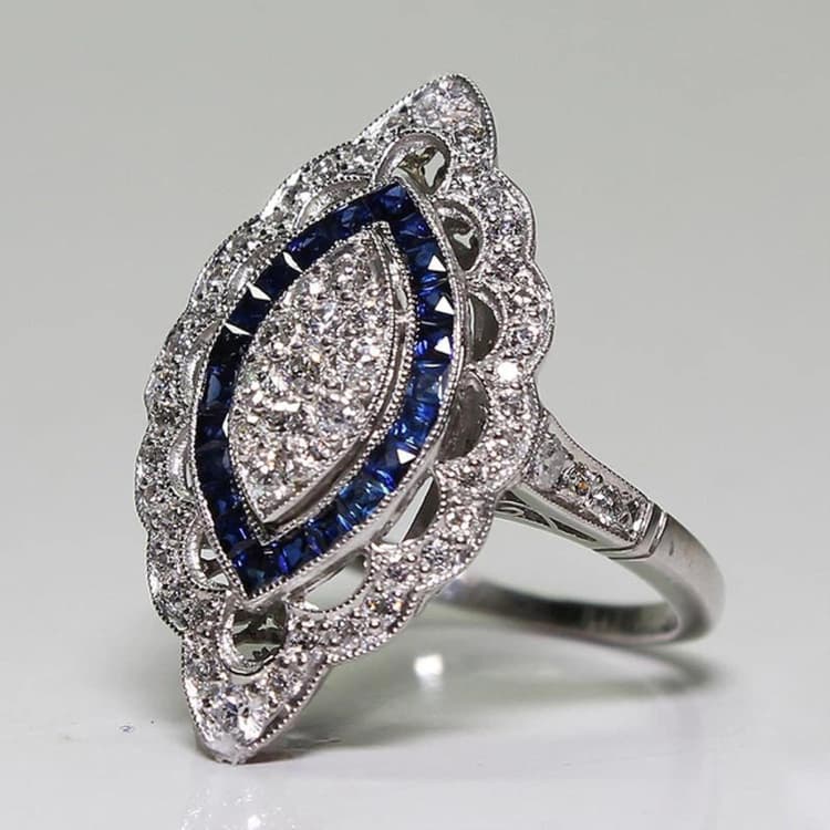 Bague de Charme rétro pour Femmes Bijoux en Argent Accessoires Saphir Zircon Bague de Pierres précieuses Mariage Bijoux de fiançailles Cadeau
