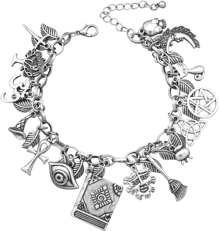 RechicGu Mythology Fairytale Lucky Charms Cuff Bangle Bracelet Cross Leaf Moon Face Celtic Cat