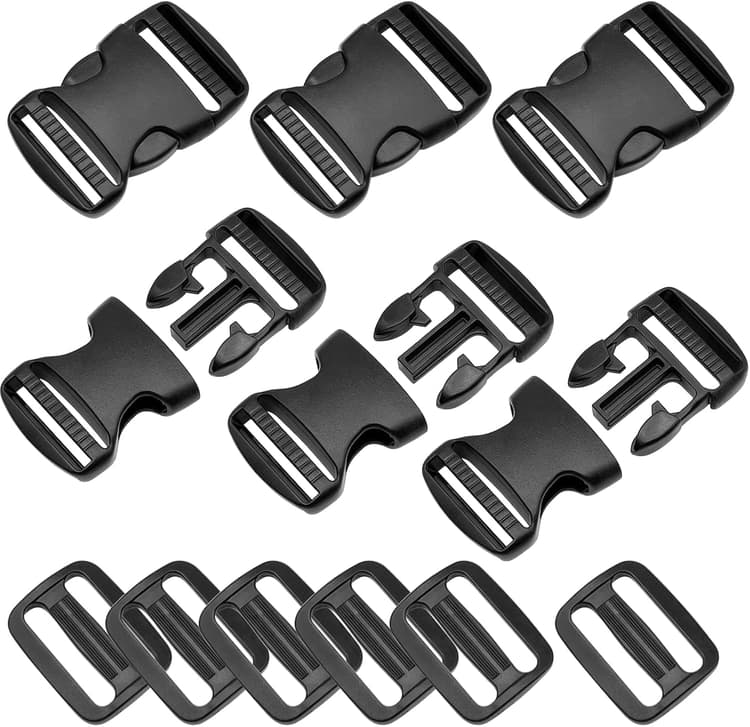 Boucles en Plastique à Déclenchement Latéral et Tri-Glide Curseur de Sangle, Buckles Clips and Tri-Glide Slides, Flat Side Release Buckles