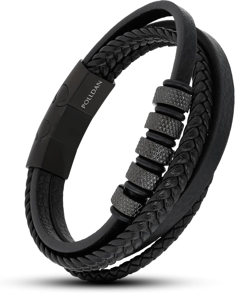 Mens Leather Bracelet | Stylish Braided Wristband with Magnetic Clasp | Unique Gifts for Men, Dad, and Boyfriend | Casual Stainless Steel Jewelry | Pulseras para Hombres