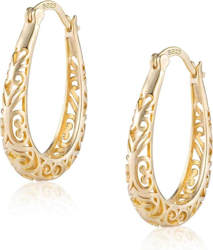 Boucles d'oreilles créoles torsadées en argent épais pour femmes et filles, grandes boucles d'oreilles ovales légères 925 pour fête de mariage