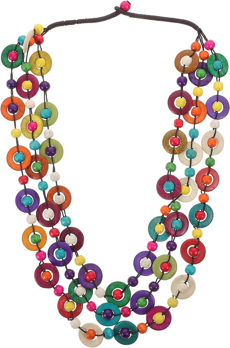 Amosfun Collier BohèMe Femme Long 55 Cm Avec Perles En Bois Naturel Et Pendentif En Coquillage Bijou Artisanat Plage Tendance Pour Usage Quotidien Et Cadeau