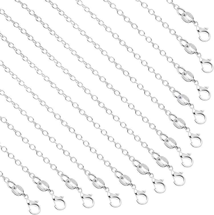 SANNIX 50 Pack Necklace Chains Bulk Silver Plated Necklace Chain Silver Chain Necklaces for DIY Jewelry Making Supplies, 1.2mm 18 Inches