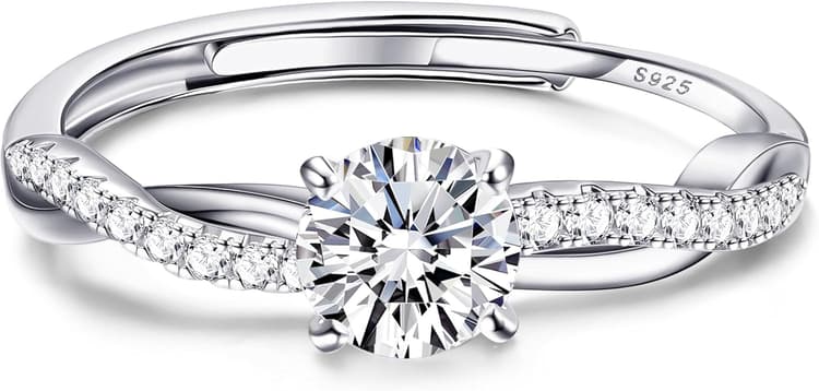 Adramata Bague Argent 925 Femme Reglable Bague Zircone Cubique Alliance Femme, Bague de Fiancailles Bague Promesse Mariage Bague Pouce Argent/Or Bague Femme Cadeaux de Bijoux