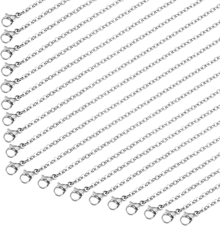 Silver Necklace Chain with Lobster Clasps, 18 Inches Stainless Steel Wire for Women, Jewelry Making Kit for DIY Supplies, Stainless Steel Necklace Chains for Jewelry Making（10）