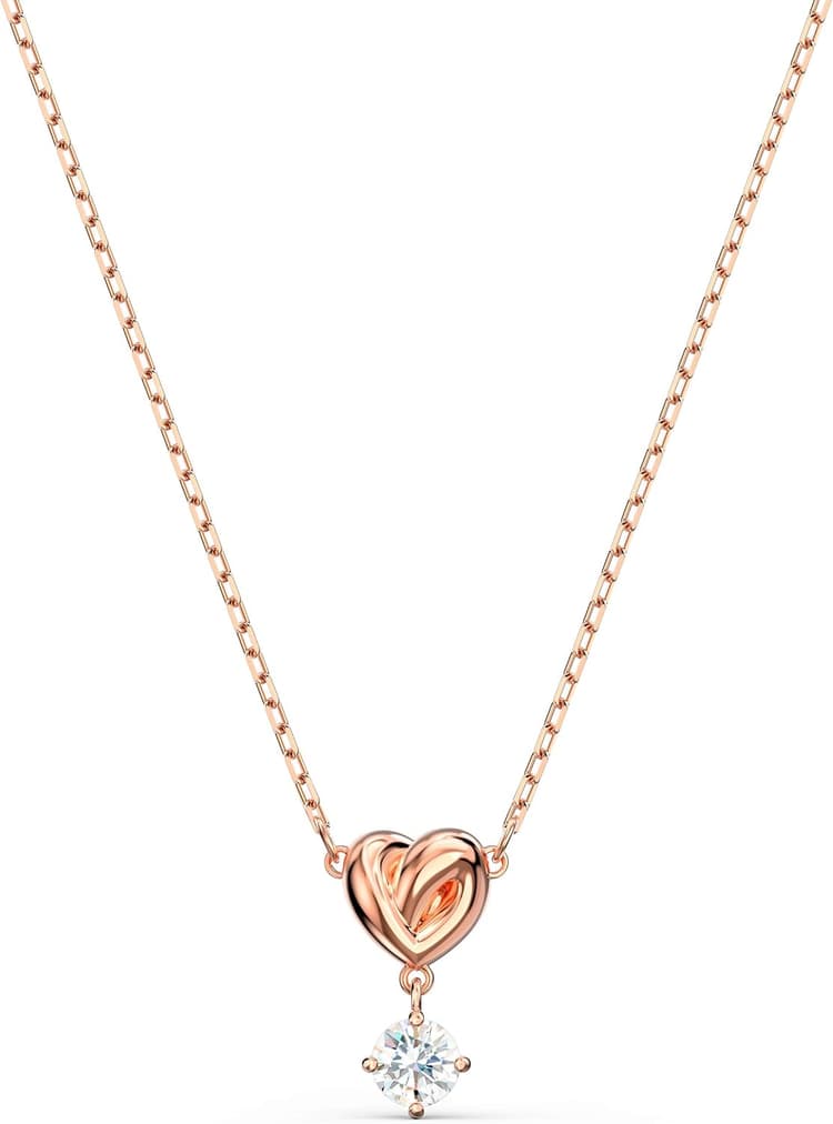 Swarovski Lifelong Heart Necklace, Earrings, and Bracelet Crystal Jewelry Collection, Rose Gold & Rhodium Tone Finish